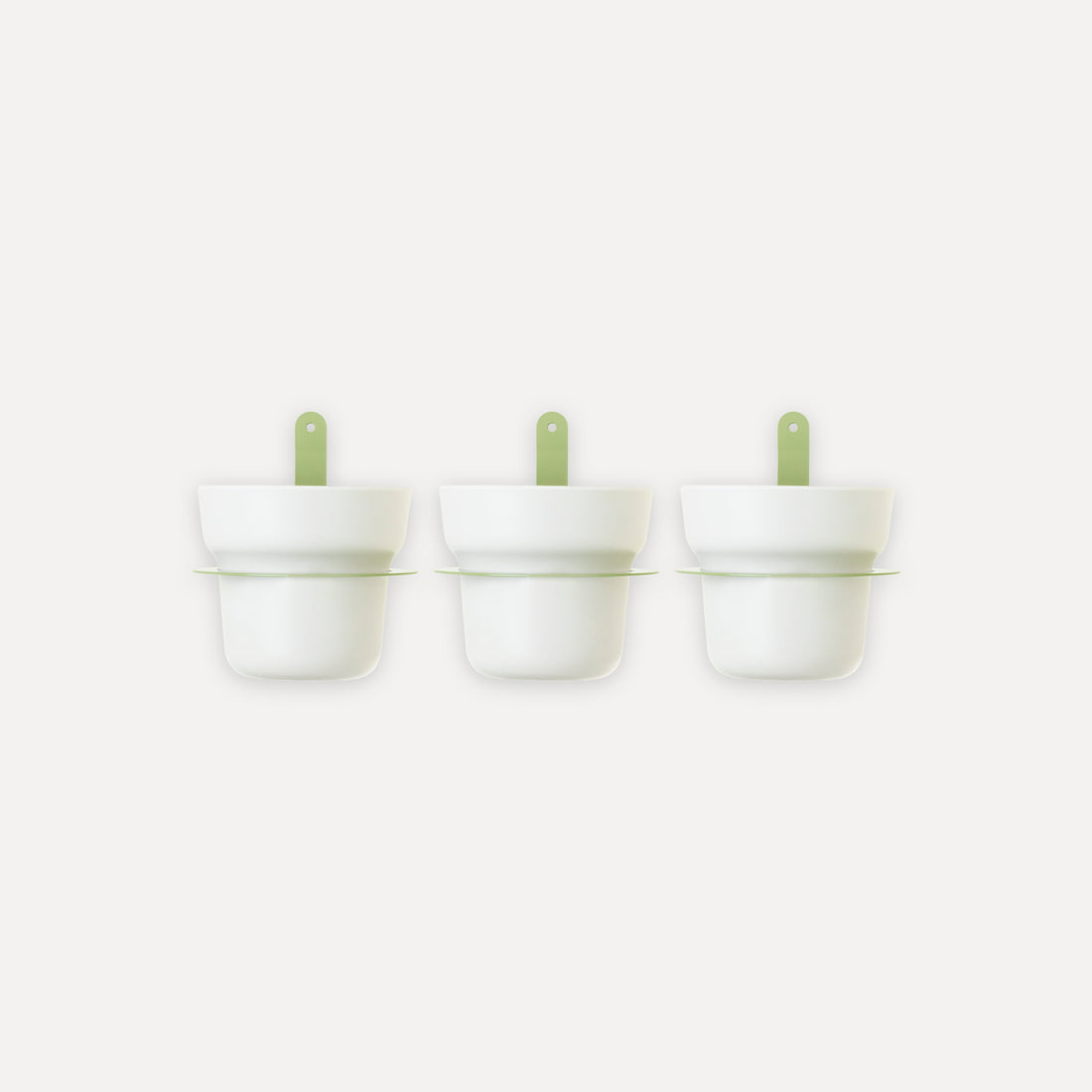 Set of 3 pots with wall ring